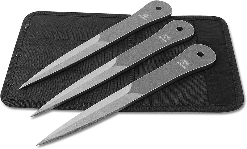 WICING 9.5 inches Throwing Spear, 0.275 inches Thick Full-Tang Throwing Set, with Nylon Sheath for Competition and Recreation - 3 Pack - Image 1